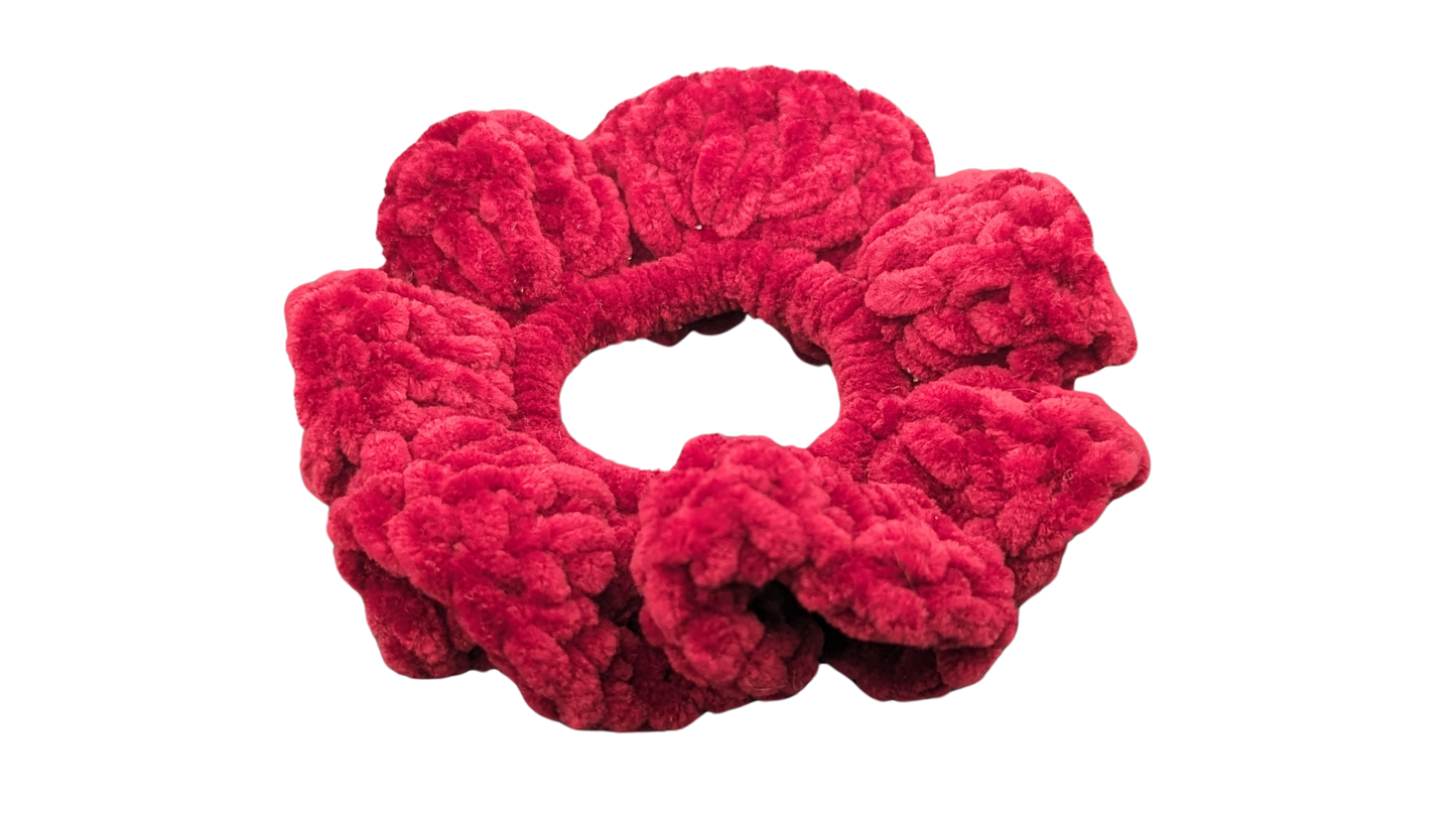 Jumbo Crochet Chenille Scrunchie - Bordeaux