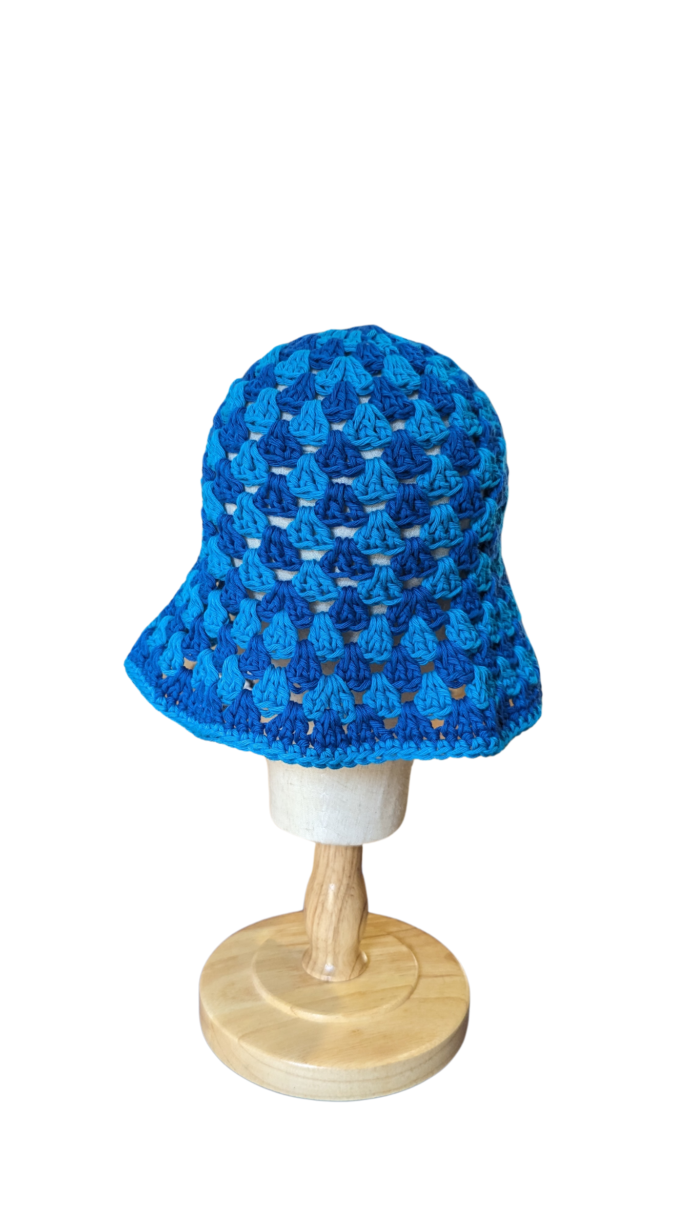 Crochet Bucket Hat - Lapis Blue and Aqua