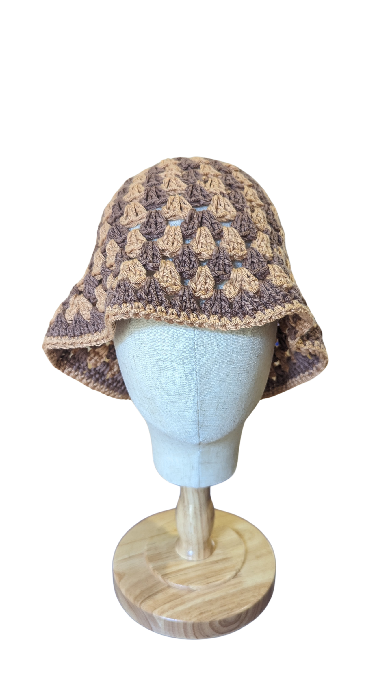 Crochet Bucket Hat - Nougat and Cappuccino