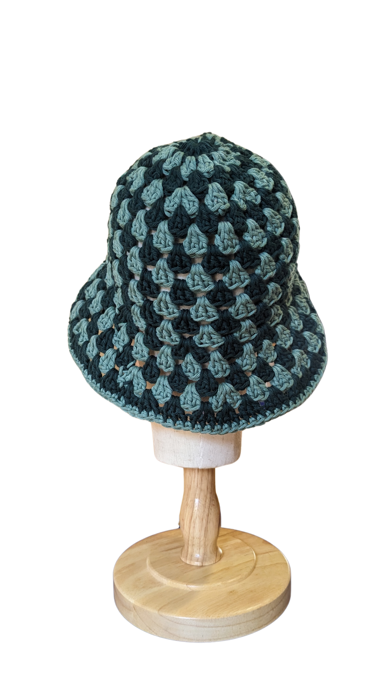 Crochet Bucket Hat - Sage and Deep Jungle Green