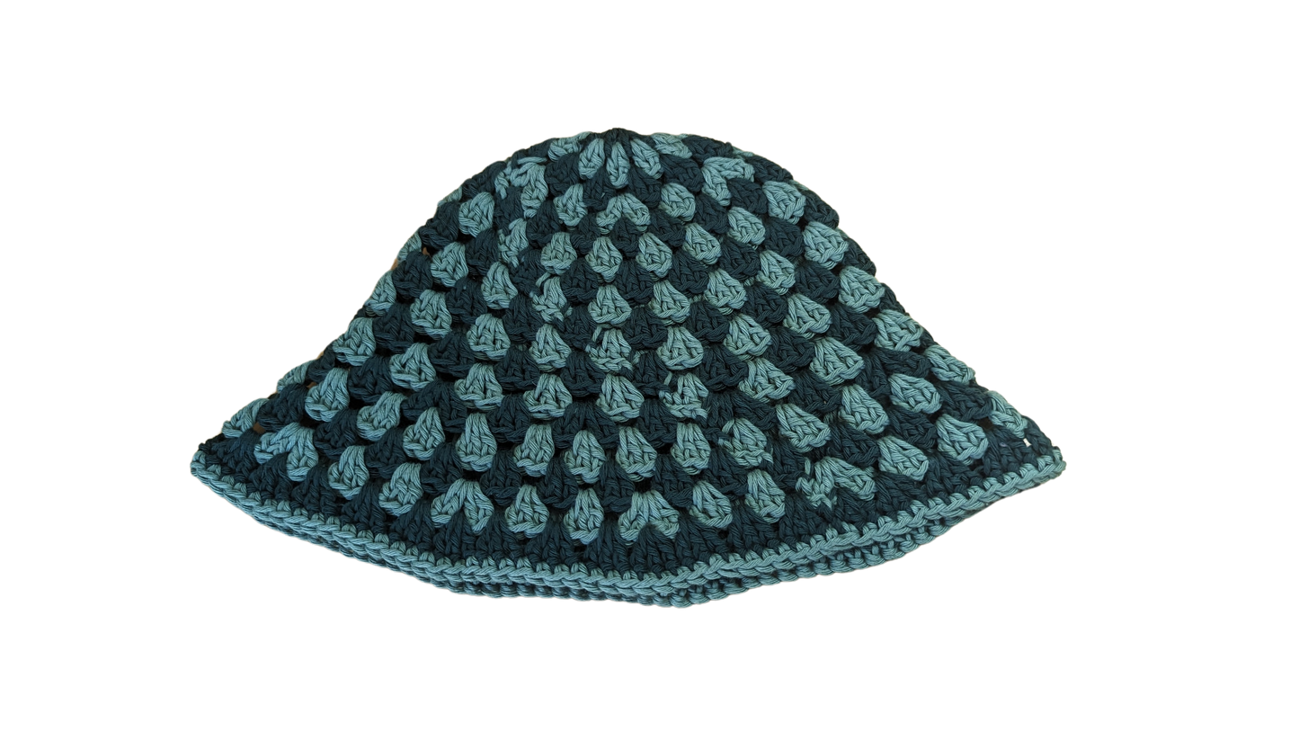 Crochet Bucket Hat - Sage and Deep Jungle Green