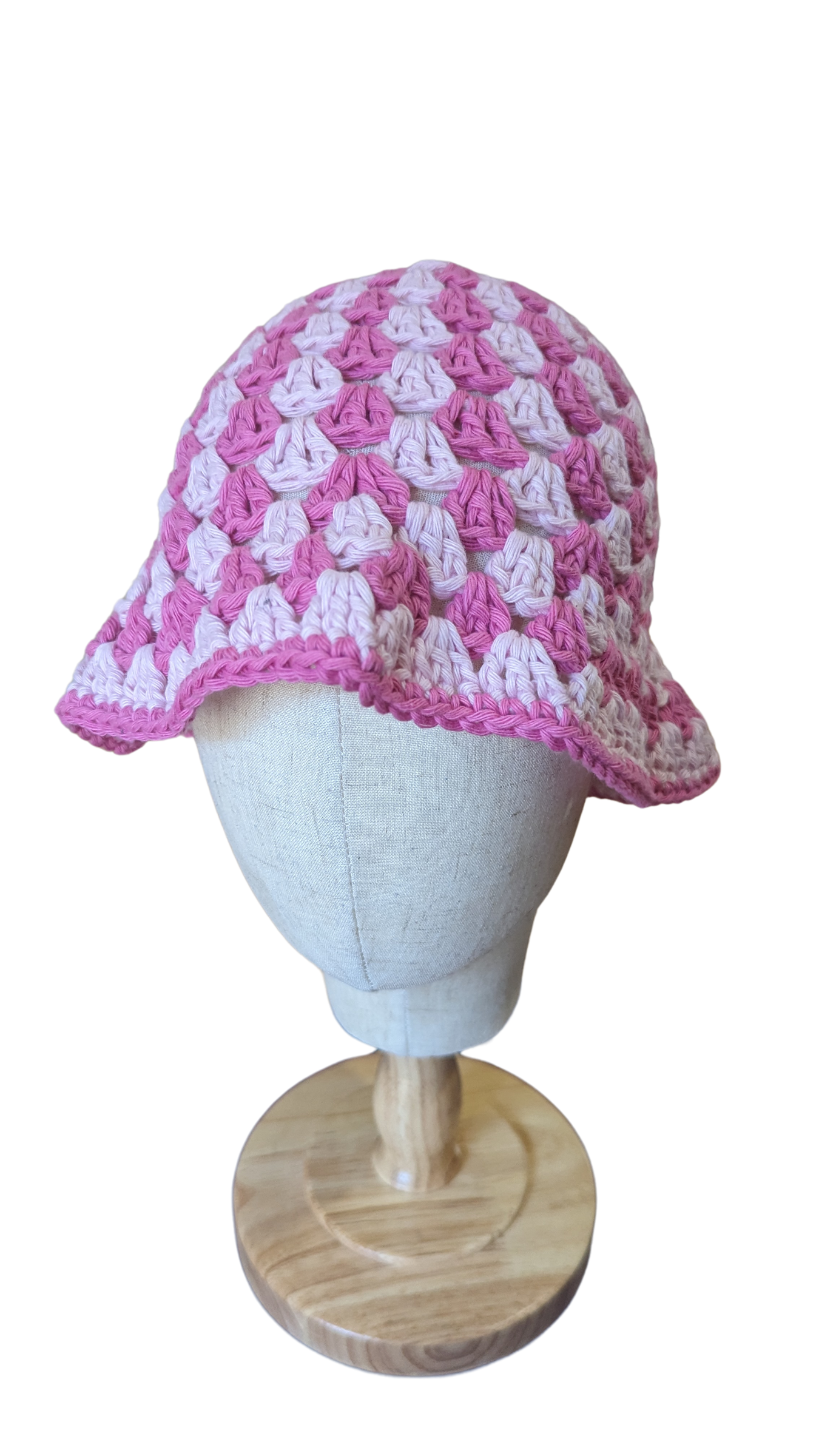 Crochet Bucket Hat - Light and Dark Pink