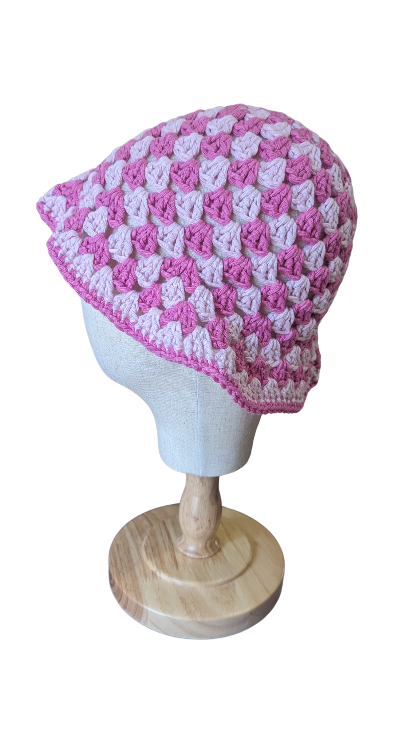 Crochet Bucket Hat - Light and Dark Pink