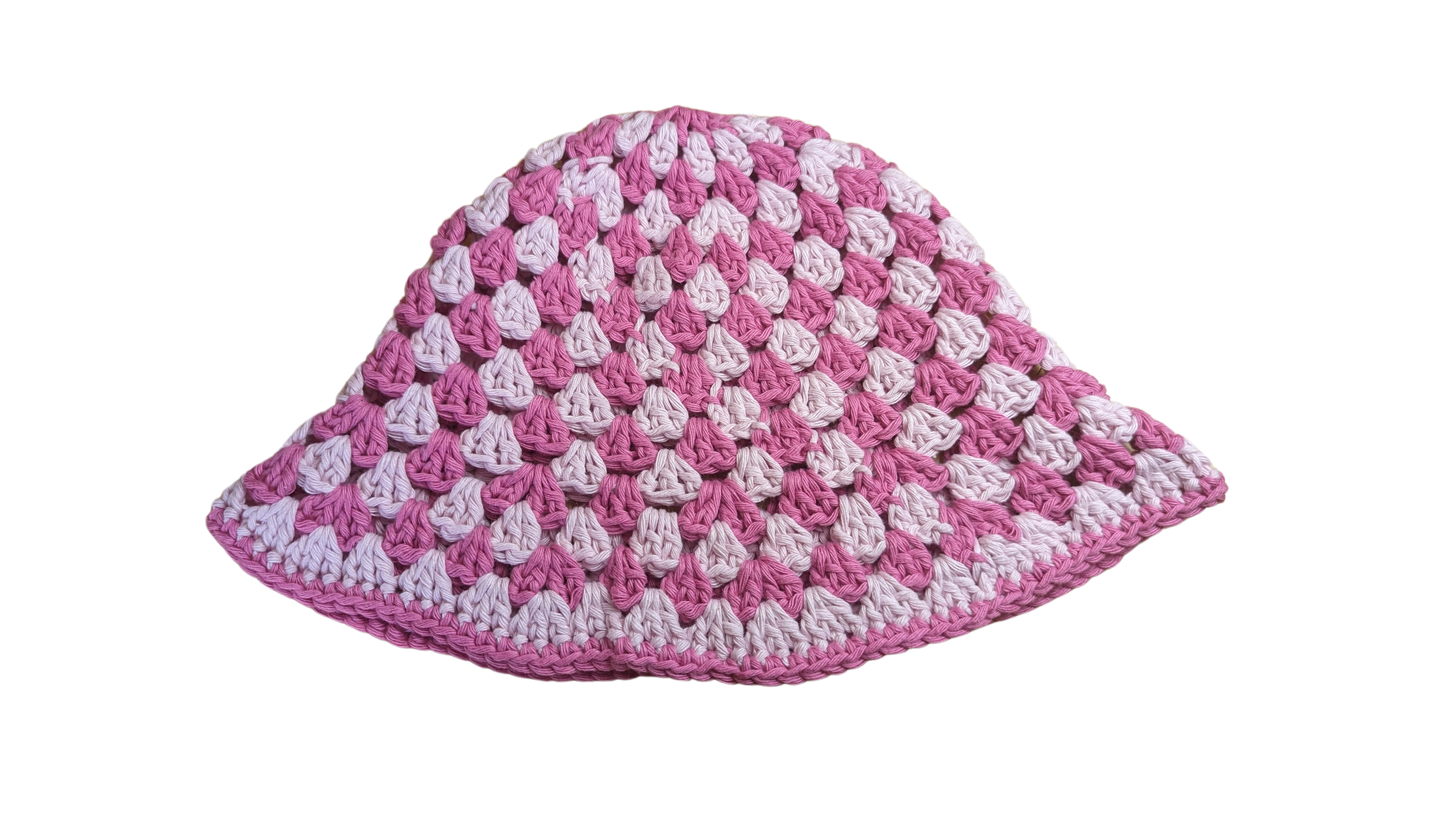 Crochet Bucket Hat - Light and Dark Pink