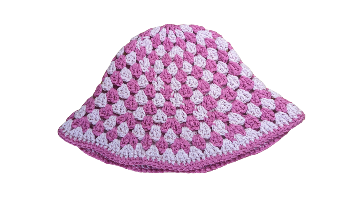 Crochet Bucket Hat - Light and Dark Pink