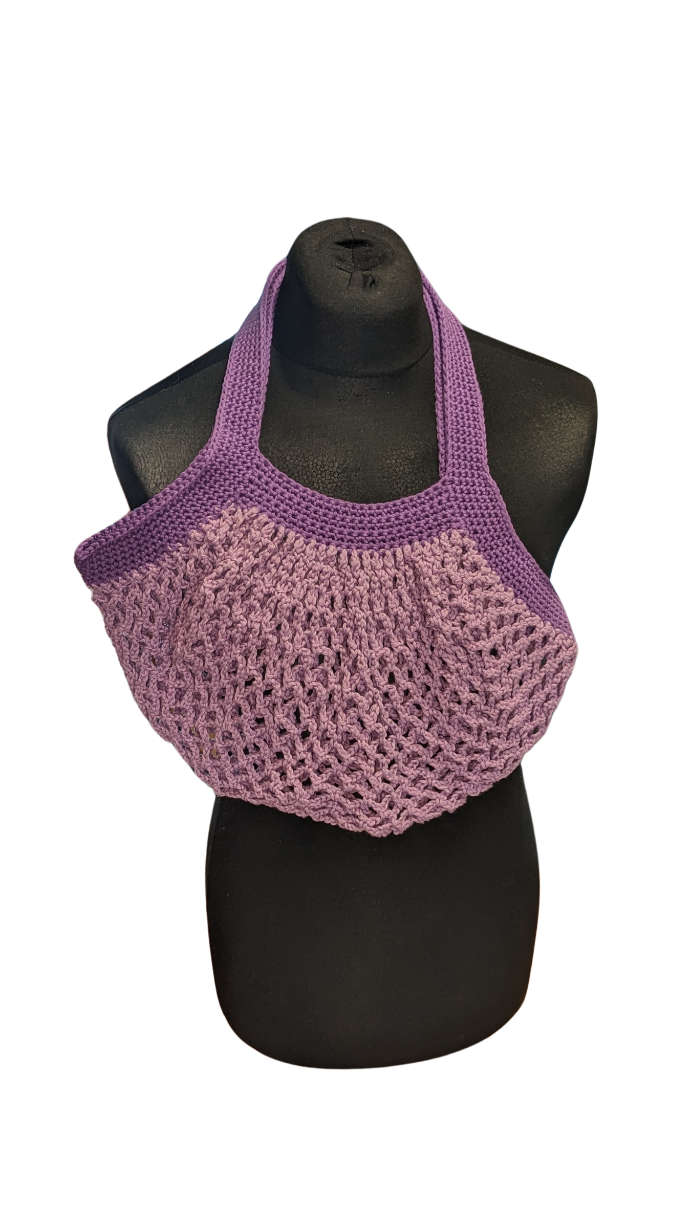 Crochet Mesh Market Bag - Dark and Light Purple