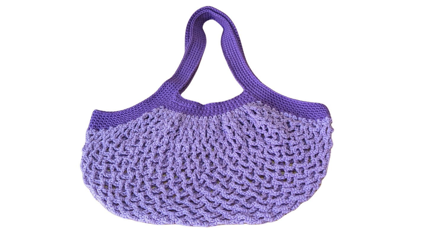 Crochet Mesh Market Bag - Dark and Light Purple