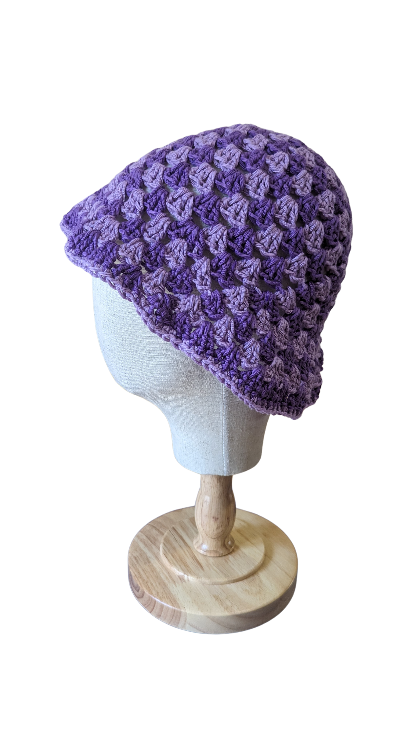 Crochet Bucket Hat - Light and Dark Purple