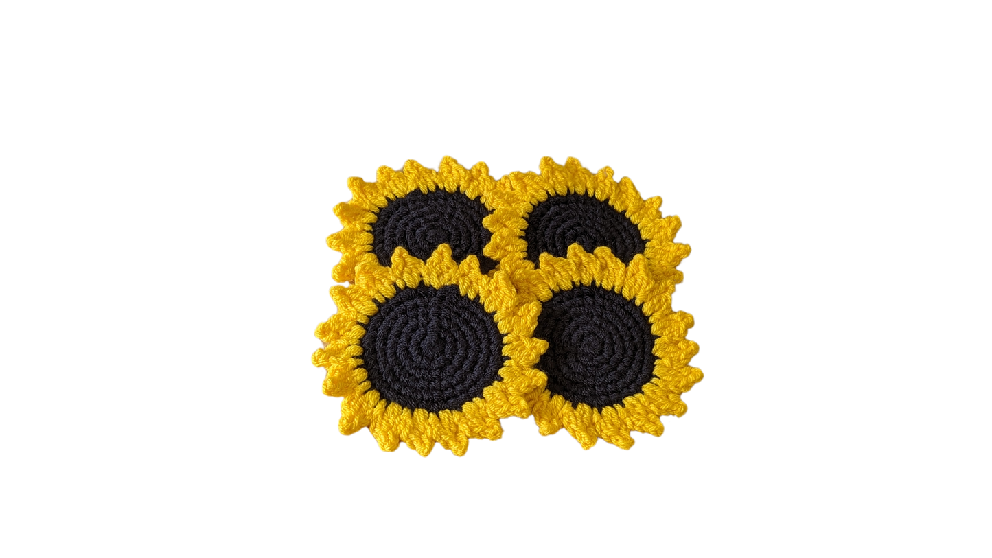 Crochet Sunflower Coasters (Four Pack)