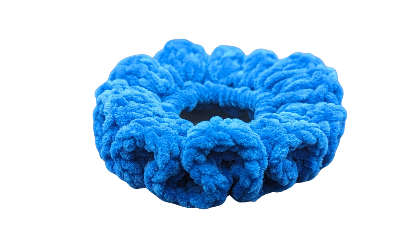 Jumbo Crochet Chenille Scrunchie - Lapis Blue