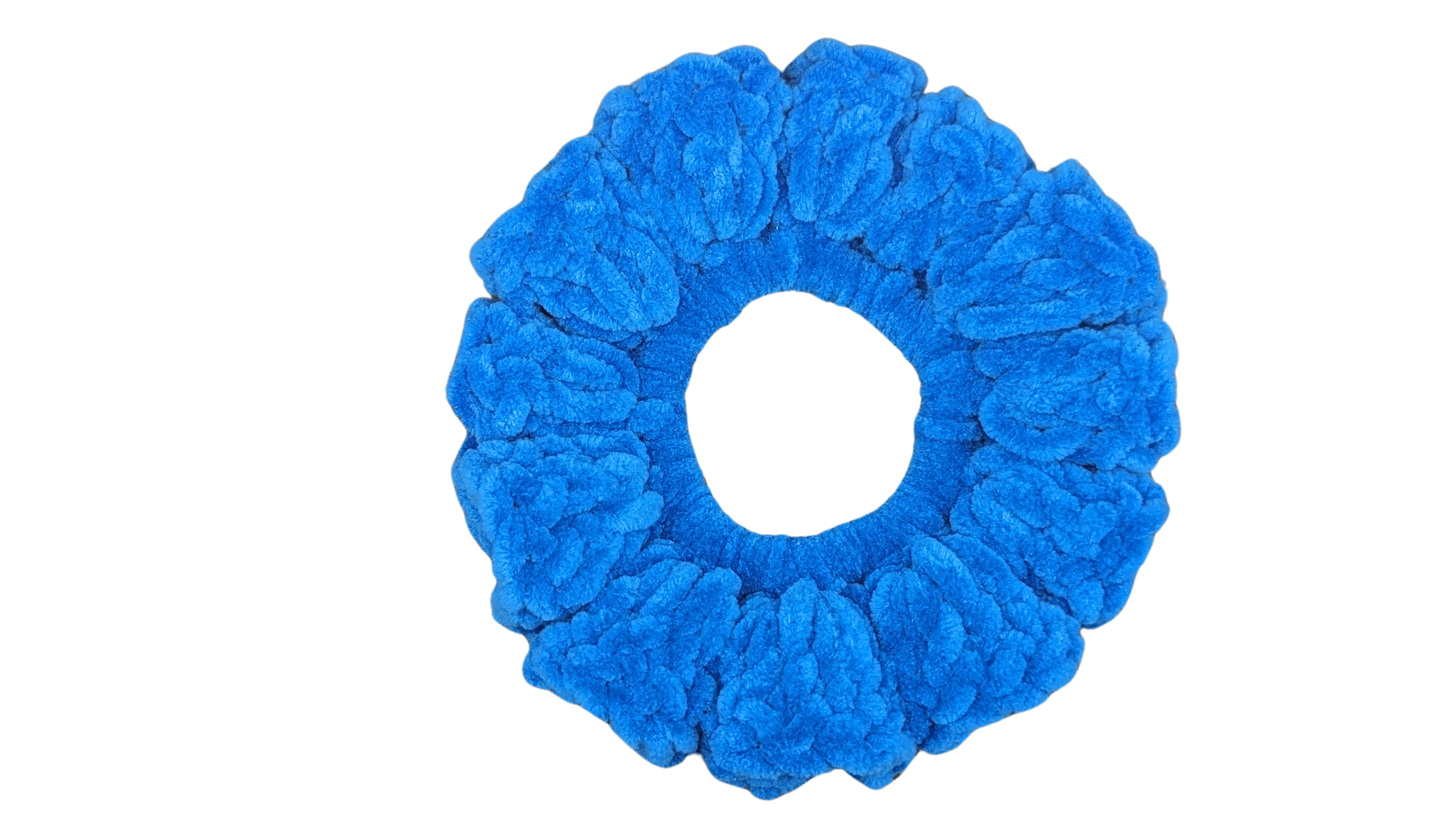 Jumbo Crochet Chenille Scrunchie - Lapis Blue