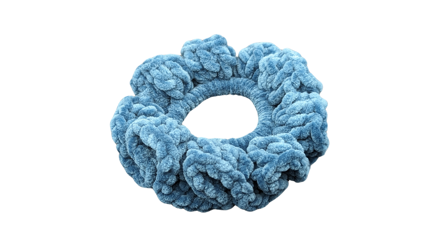 Jumbo Crochet Chenille Scrunchie - Open Sea