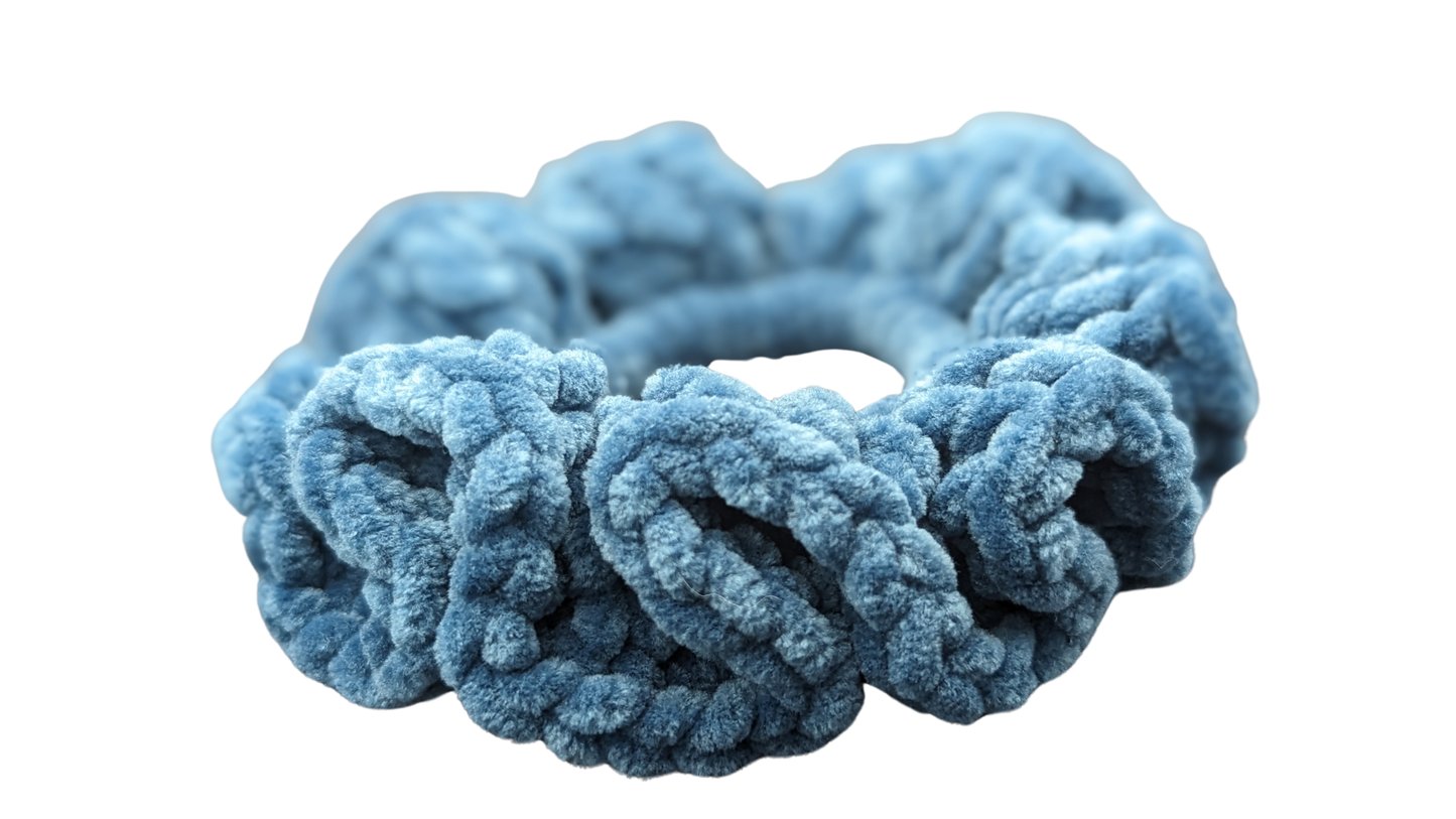 Jumbo Crochet Chenille Scrunchie - Open Sea