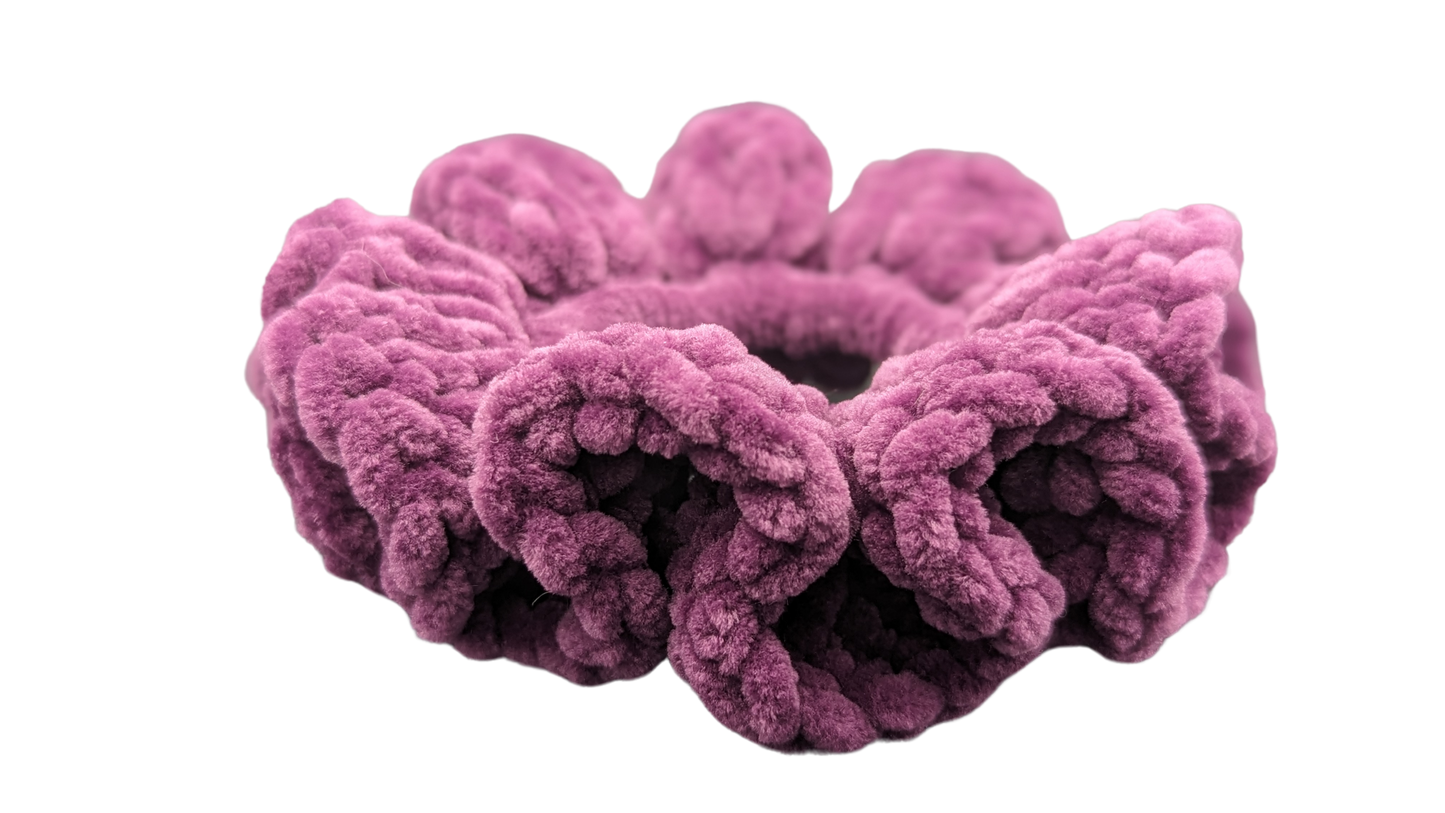 Jumbo Crochet Chenille Scrunchie - Plum