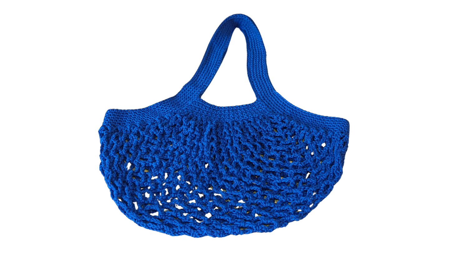 Crochet Mesh Market Bag - Cobalt Blue