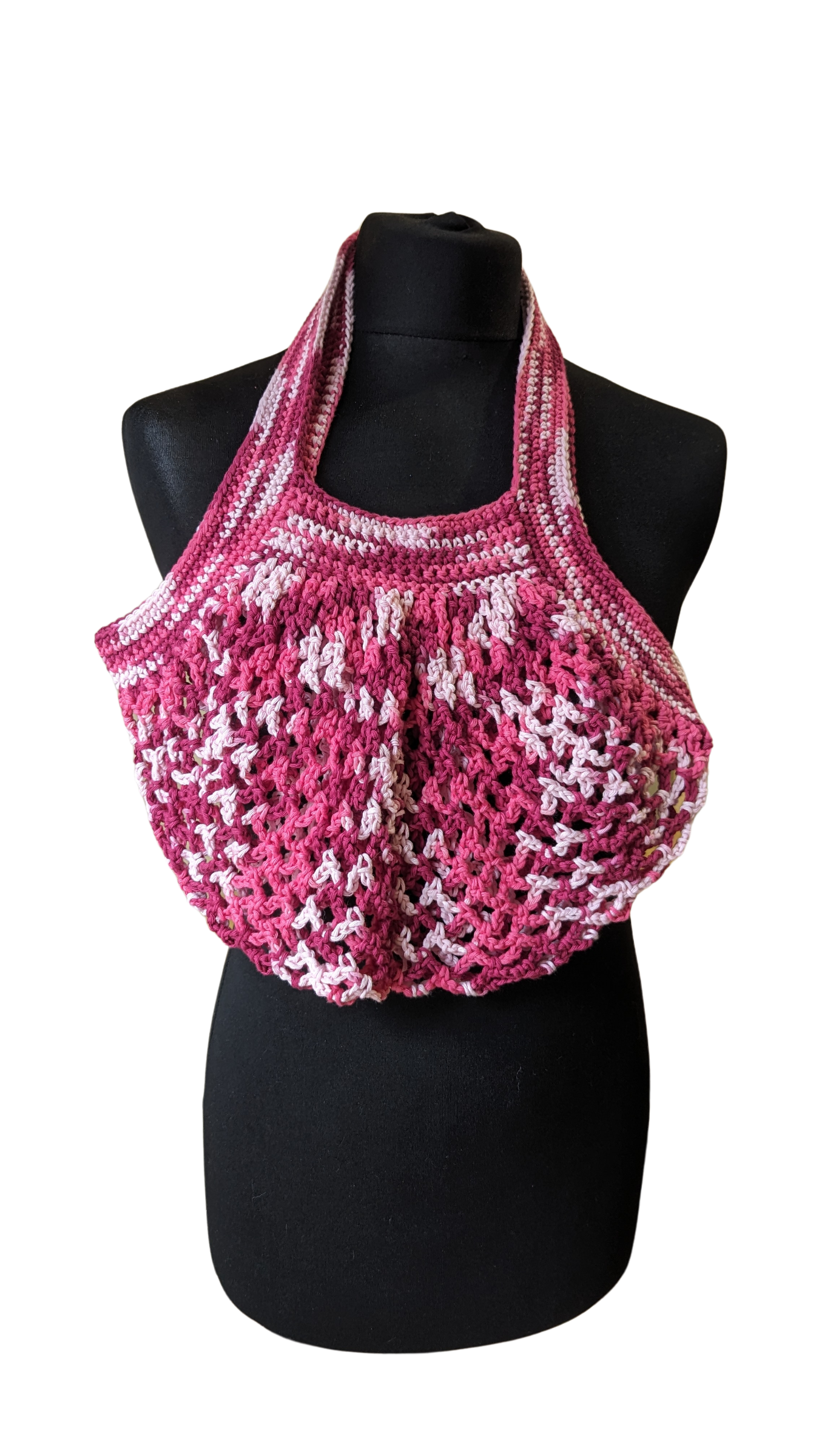 Crochet Mesh Market Bag - Raspberry Sorbet