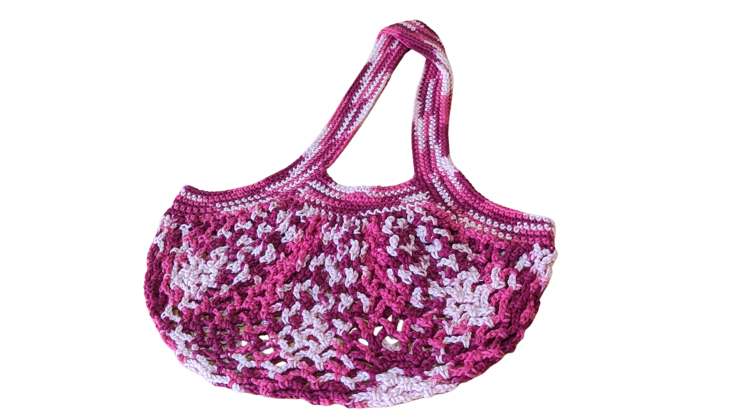 Crochet Mesh Market Bag - Raspberry Sorbet