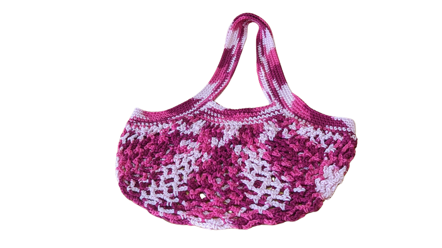 Crochet Mesh Market Bag - Raspberry Sorbet
