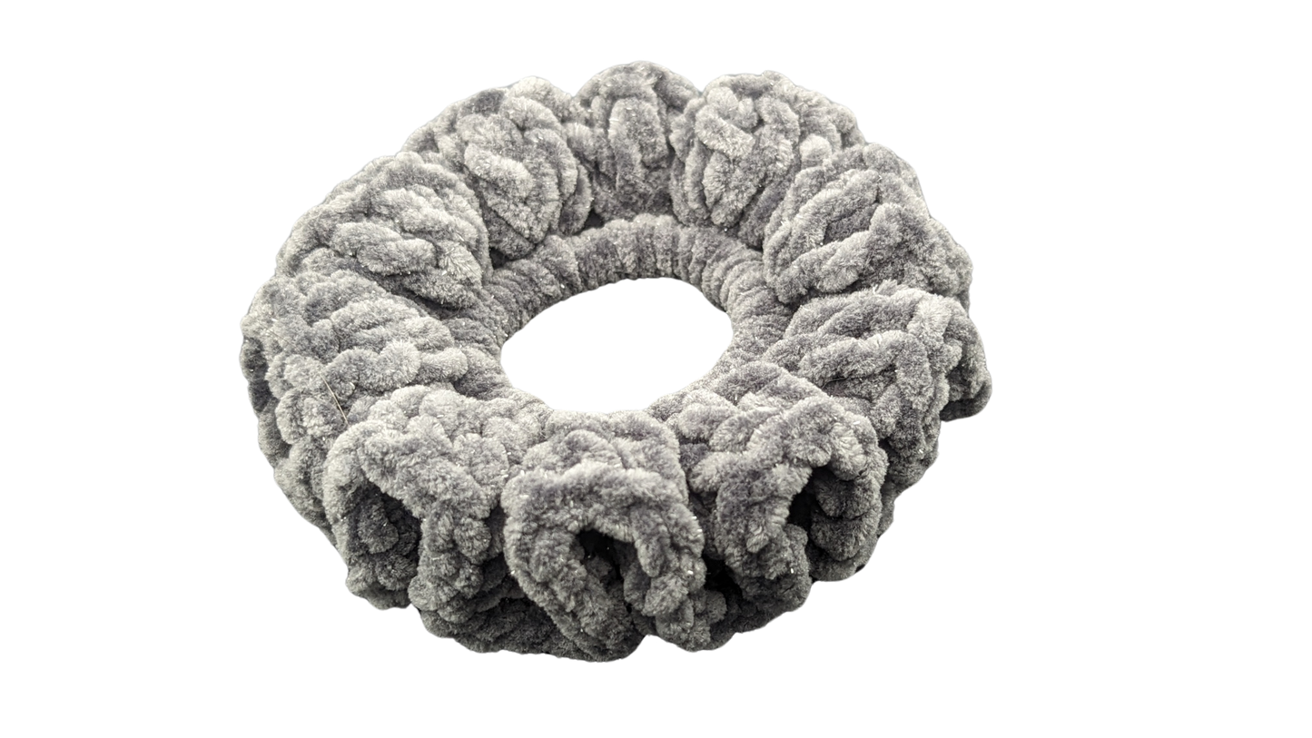 Jumbo Crochet Chenille Scrunchie - Anthracite