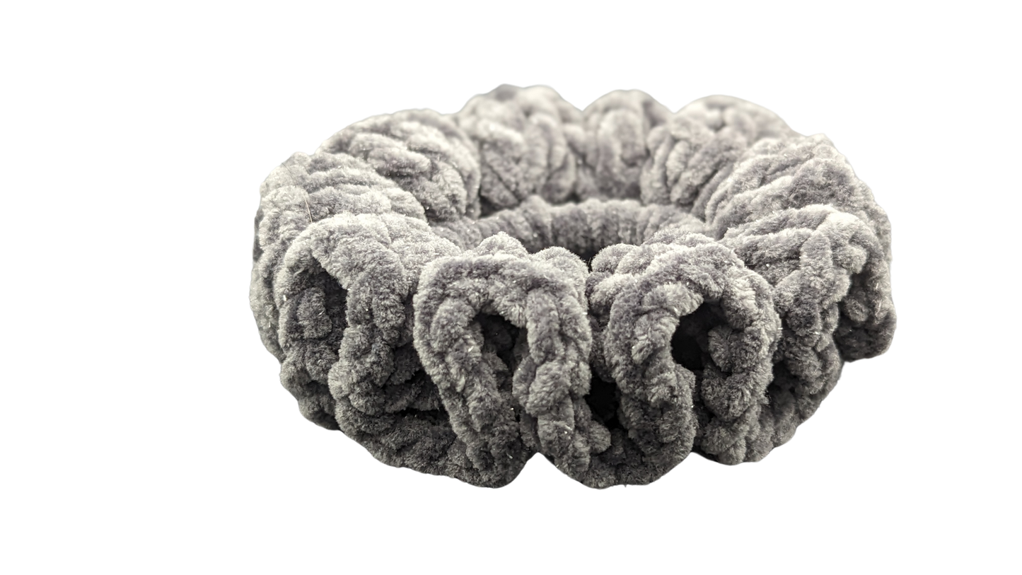 Jumbo Crochet Chenille Scrunchie - Anthracite