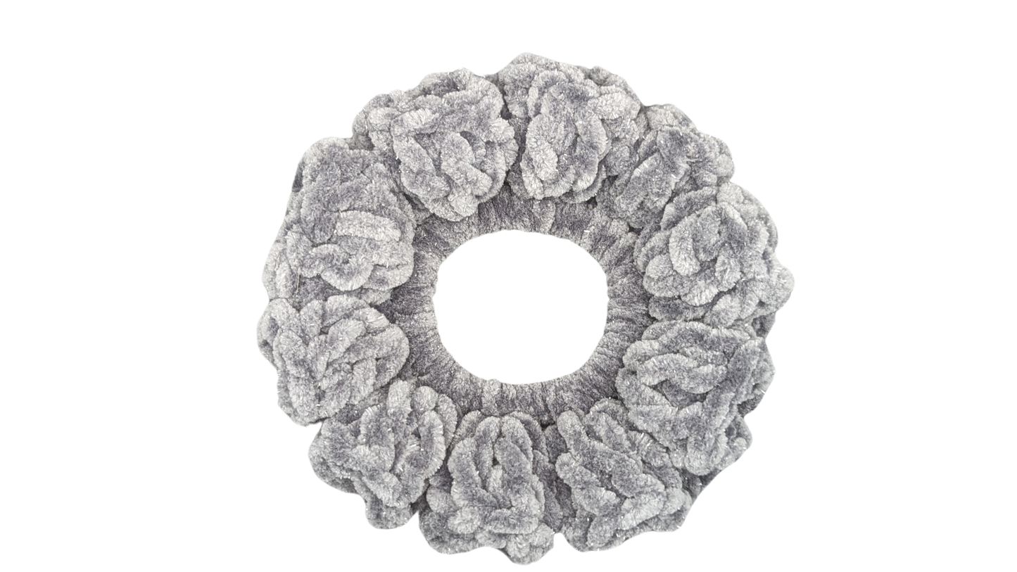 Jumbo Crochet Chenille Scrunchie - Anthracite
