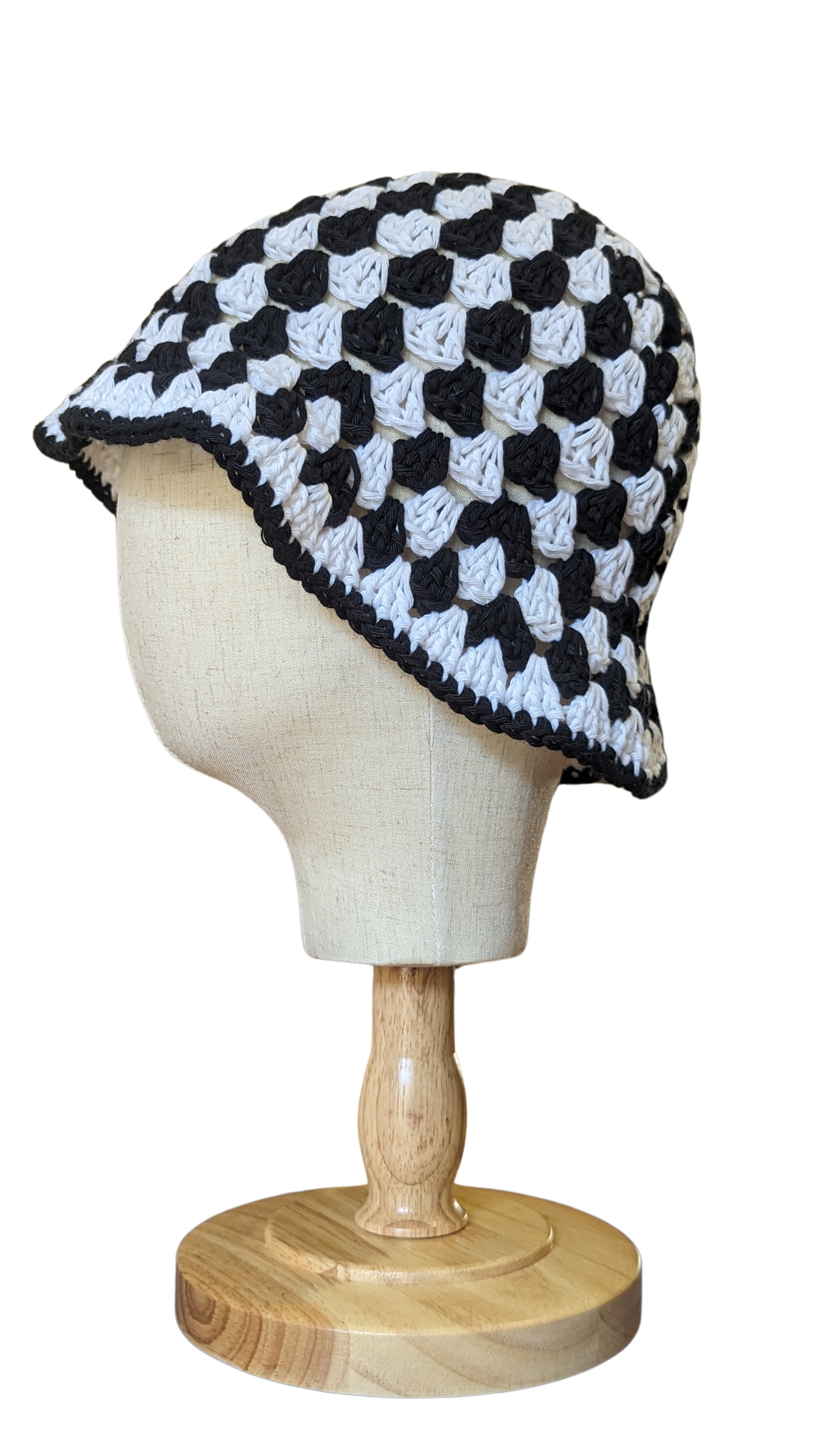 Crochet Bucket Hat - Black and White