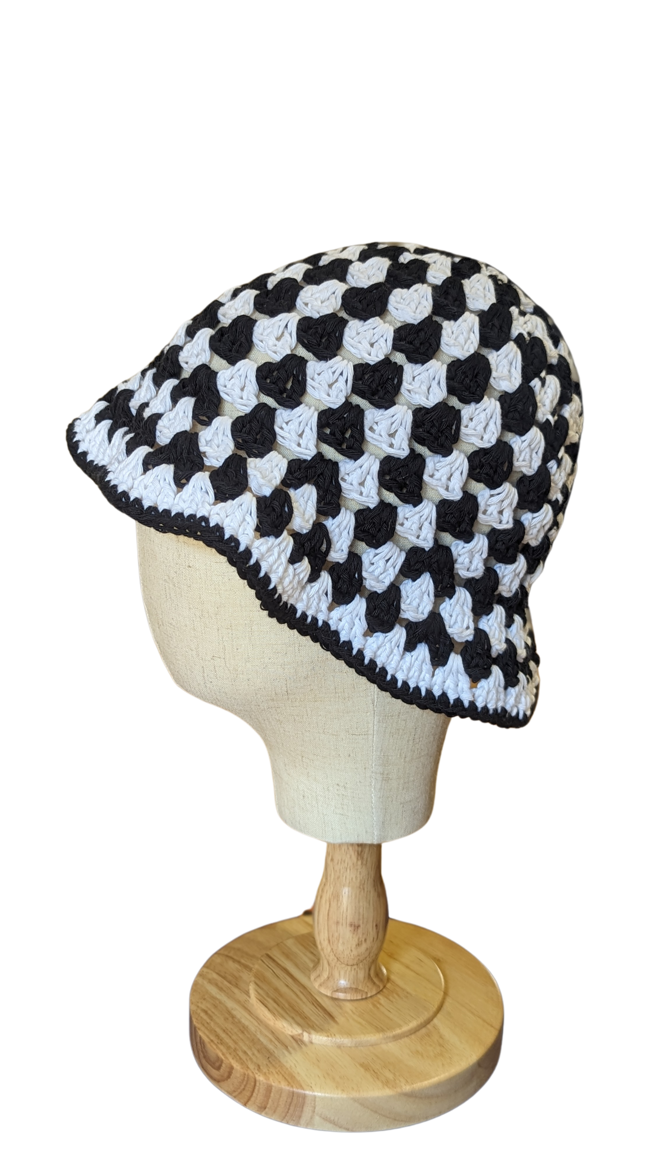 Crochet Bucket Hat - Black and White