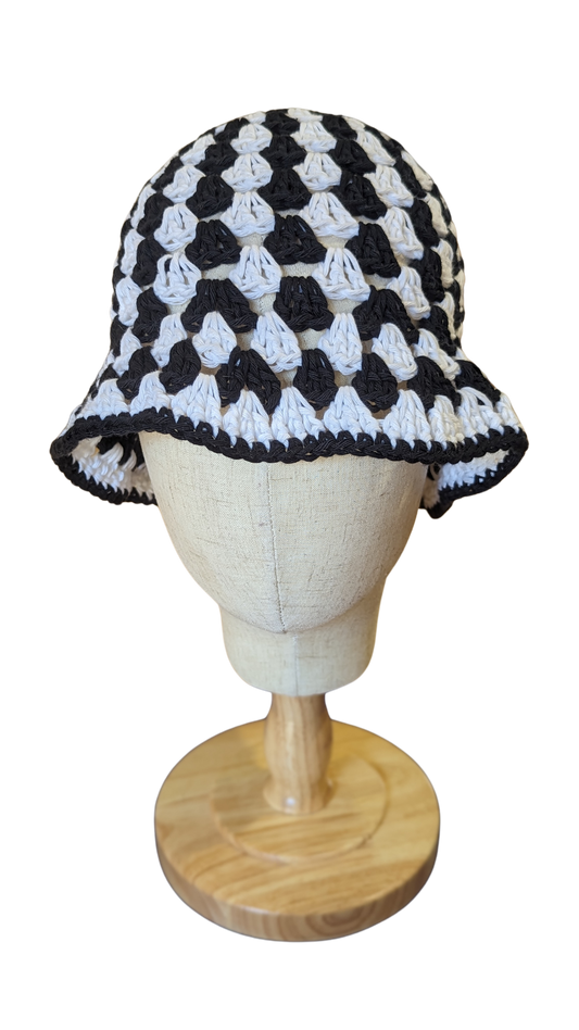 Crochet Bucket Hat - Black and White