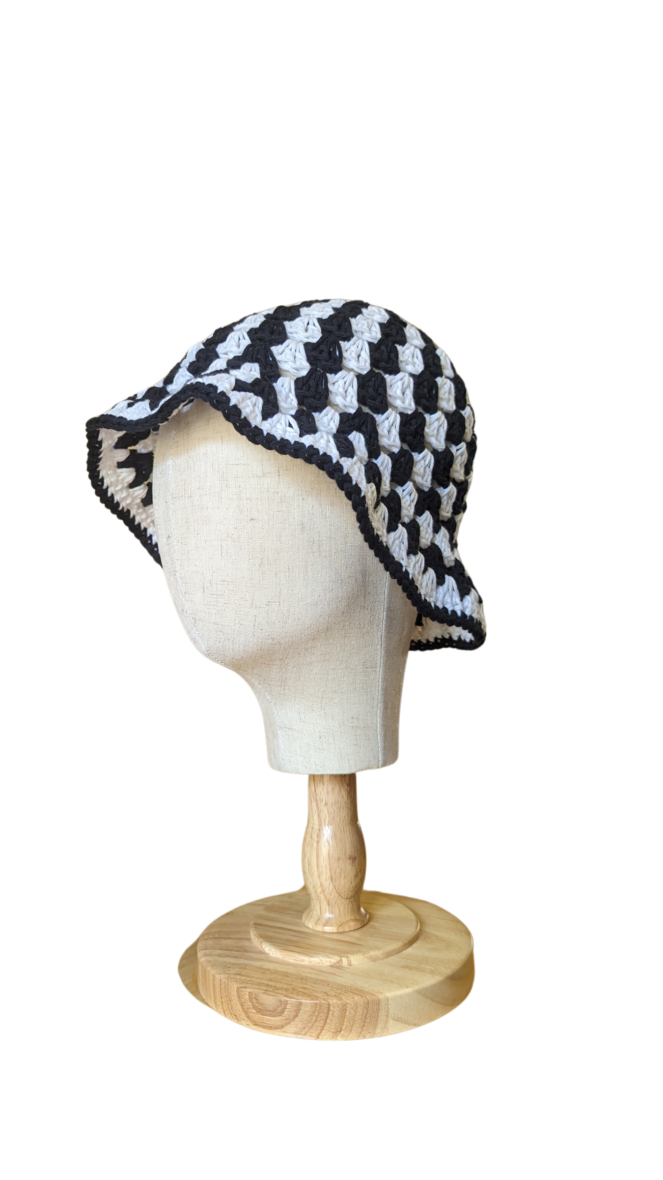 Crochet Bucket Hat - Black and White