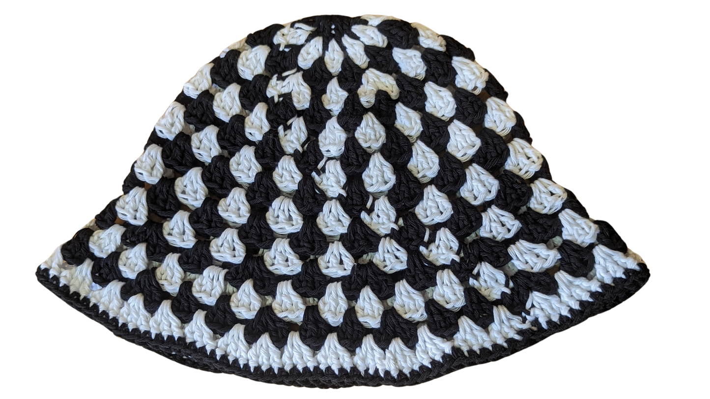 Crochet Bucket Hat - Black and White