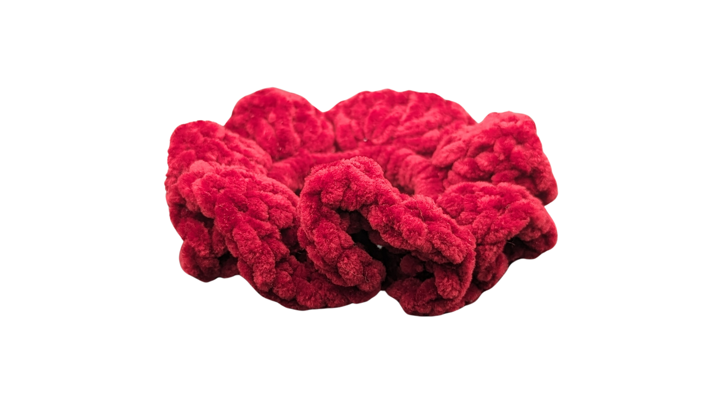 Jumbo Crochet Chenille Scrunchie - Bordeaux