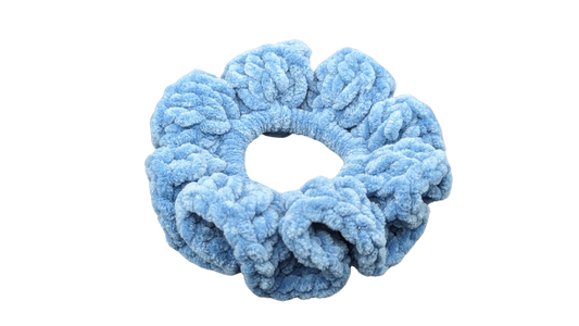 Jumbo Crochet Chenille Scrunchie - Cool Blue