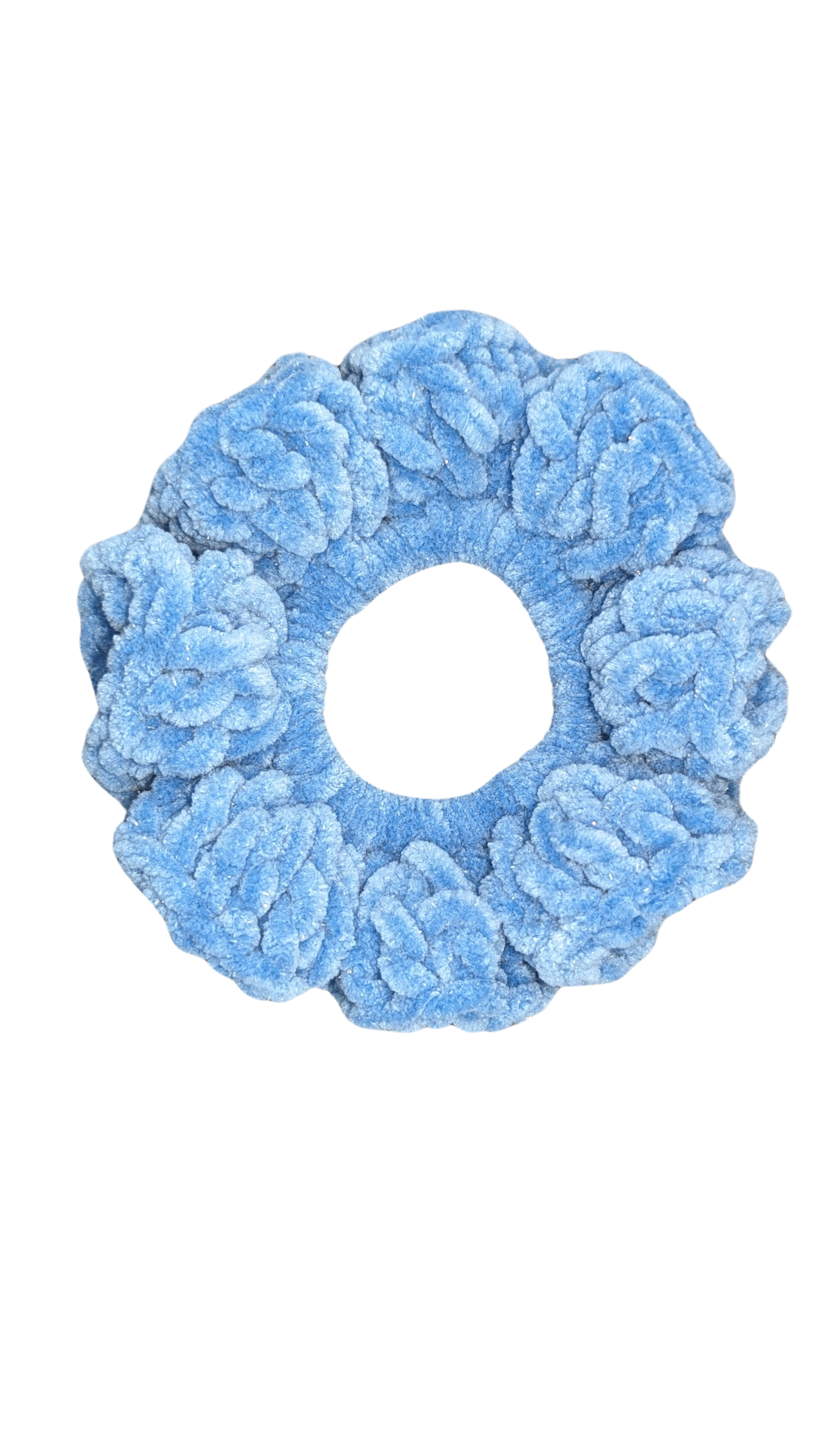 Jumbo Crochet Chenille Scrunchie - Cool Blue