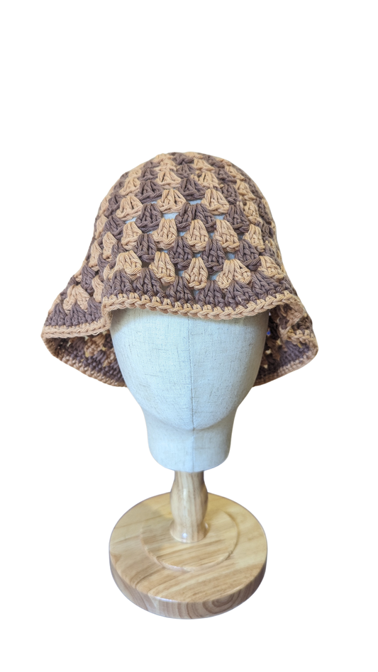 Crochet Bucket Hat - Nougat and Cappuccino