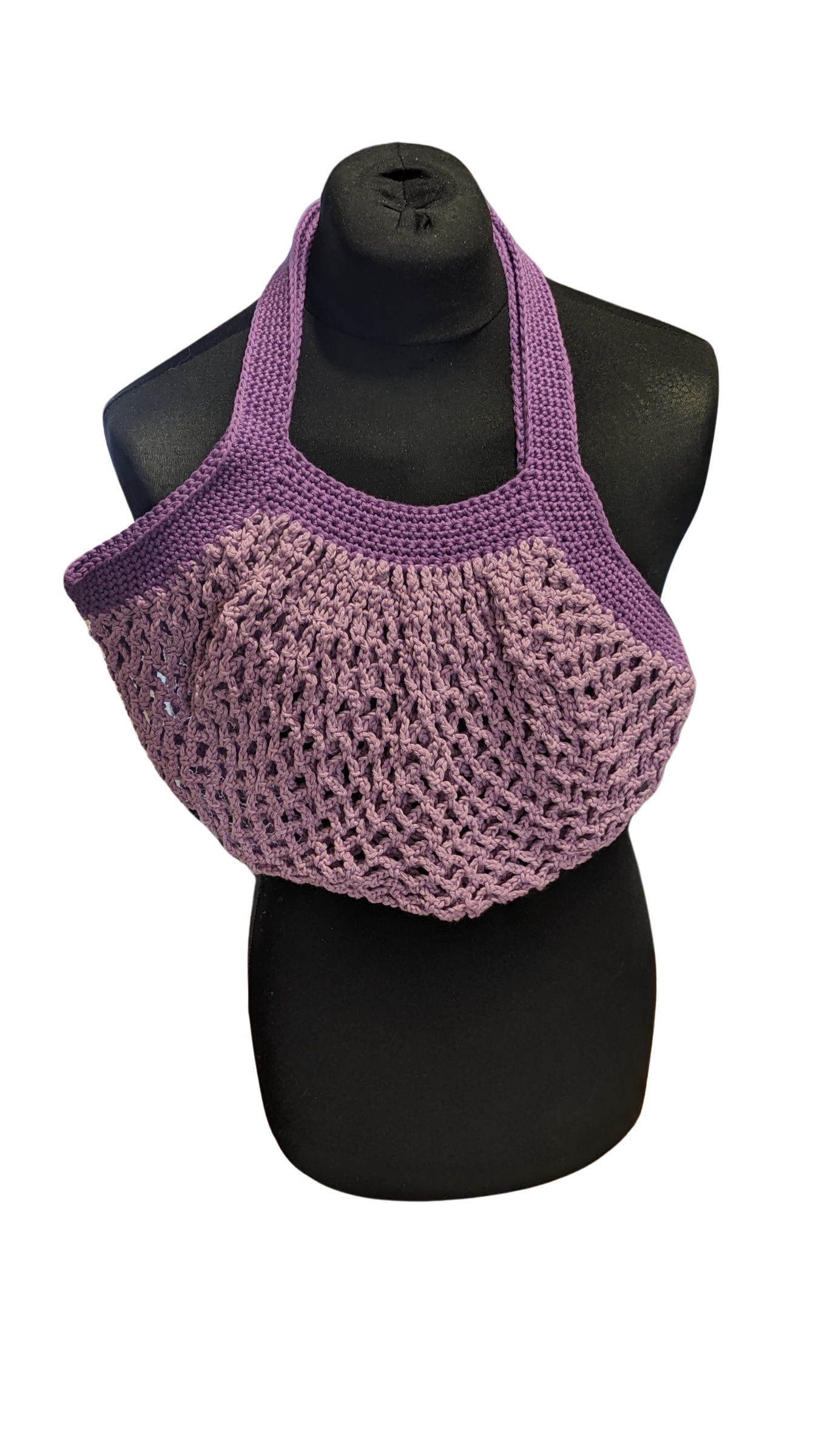 Crochet Mesh Market Bag - Dark and Light Purple
