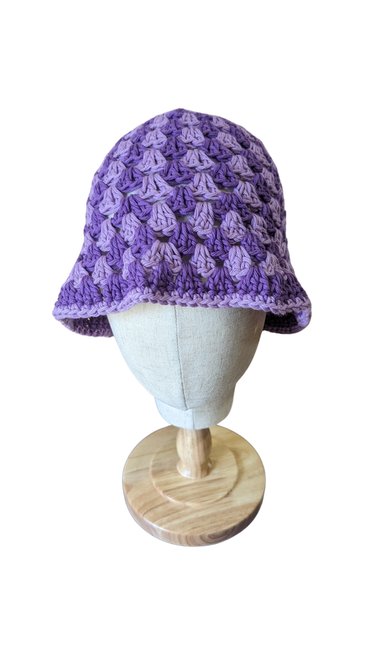Crochet Bucket Hat - Light and Dark Purple