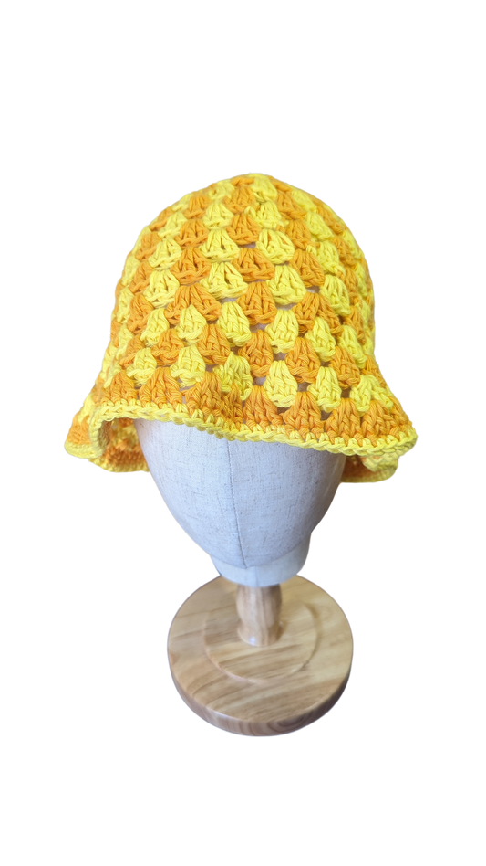Crochet Bucket Hat - Lemon and Dark Yellow