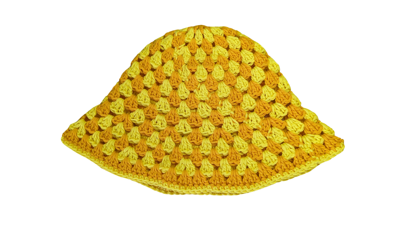 Crochet Bucket Hat - Lemon and Dark Yellow