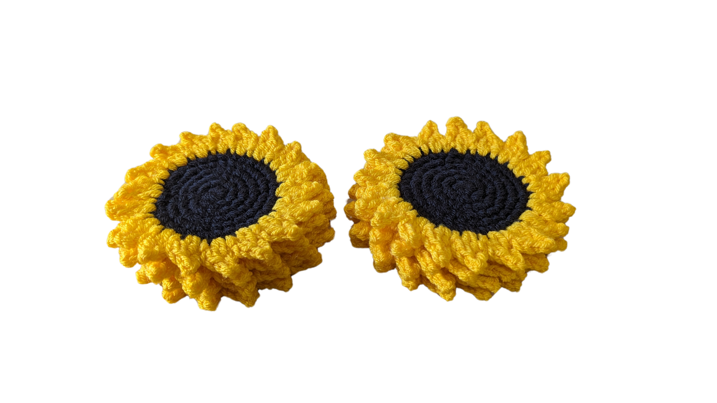 Crochet Sunflower Coasters (Four Pack)