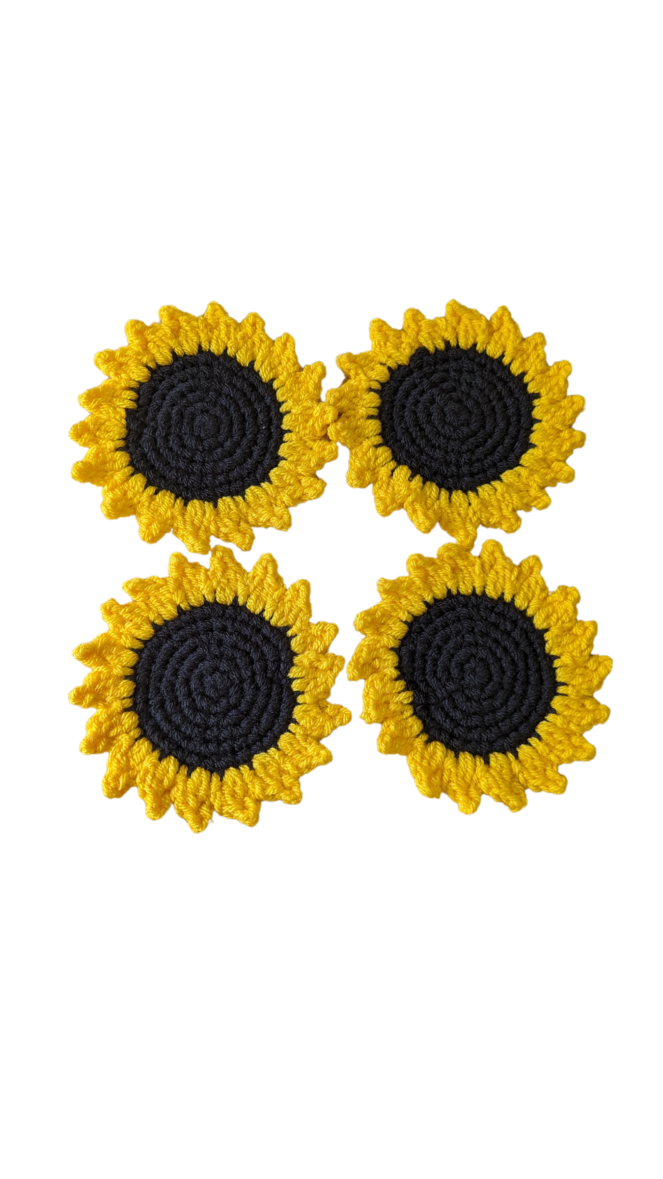 Crochet Sunflower Coasters (Four Pack)