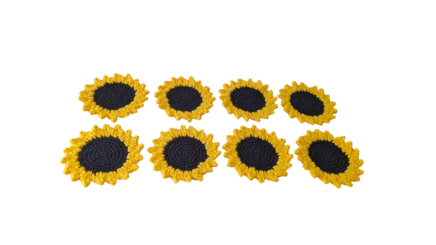 Crochet Sunflower Coasters (Four Pack)