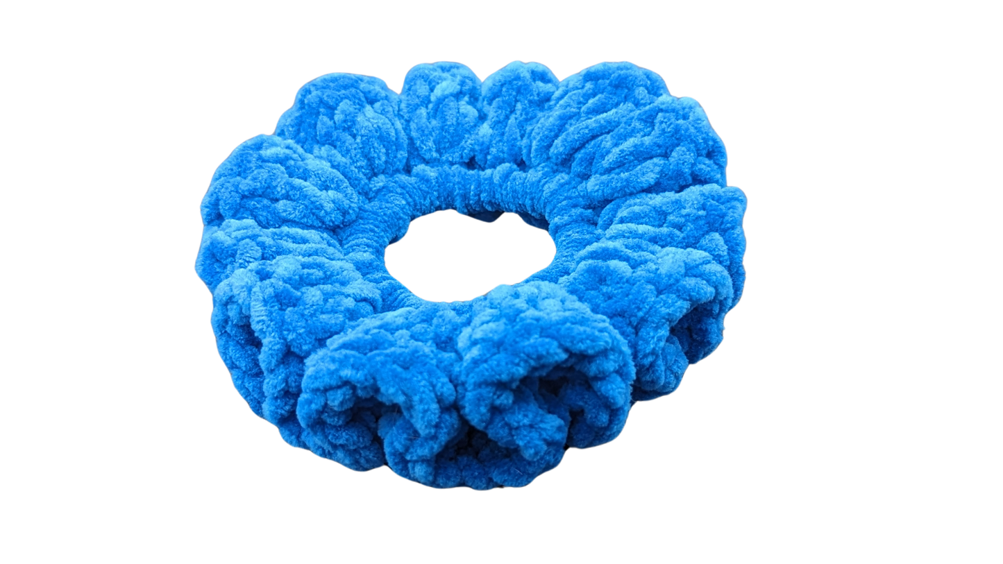 Jumbo Crochet Chenille Scrunchie - Lapis Blue