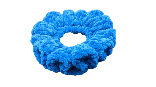 Jumbo Crochet Chenille Scrunchie - Lapis Blue