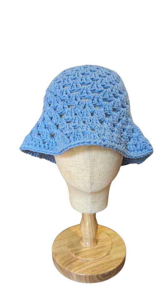 Crochet Bucket Hat - Light Blue