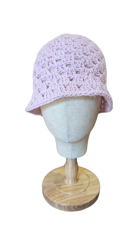 Crochet Bucket Hat - Light Pink
