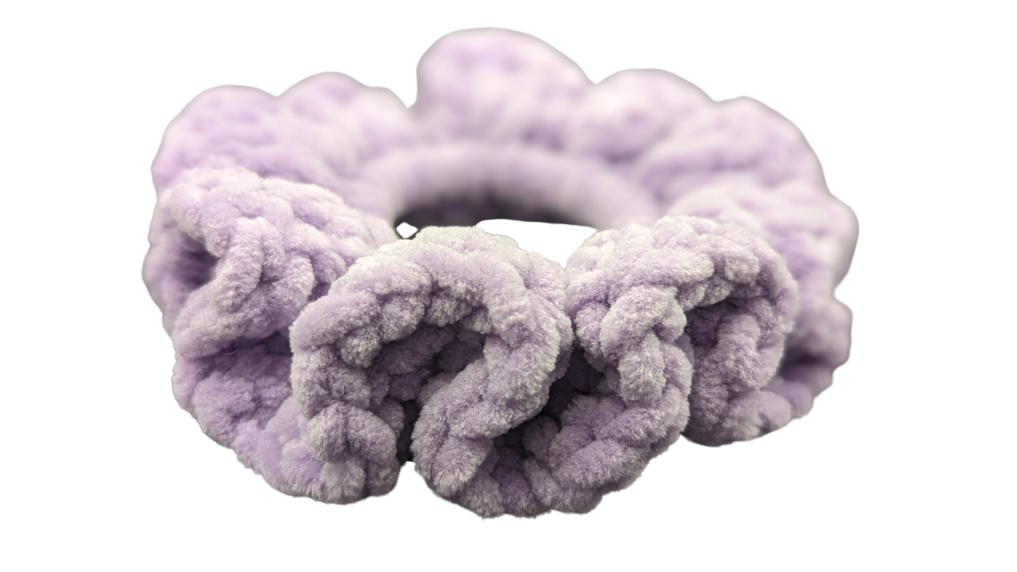 Jumbo Crochet Chenille Scrunchie - Lilac