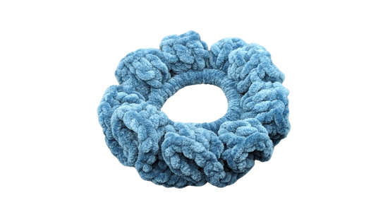 Jumbo Crochet Chenille Scrunchie - Open Sea