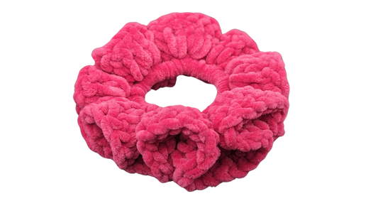 Jumbo Crochet Chenille Scrunchie - Pink
