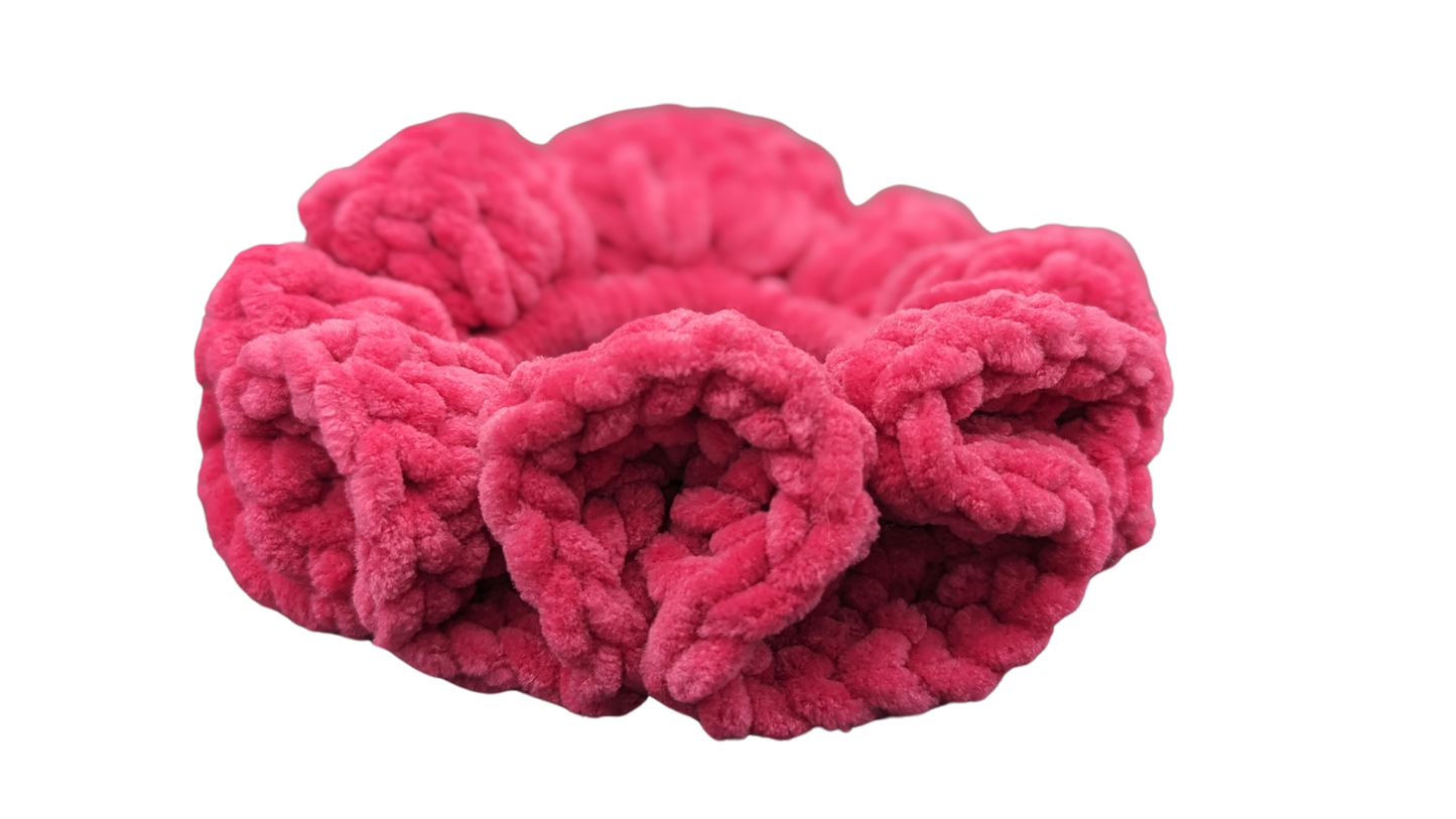 Jumbo Crochet Chenille Scrunchie - Pink