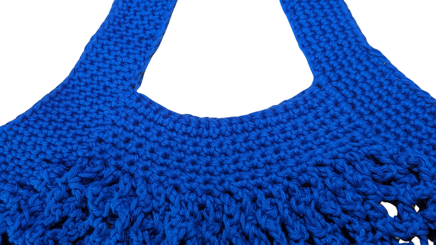 Crochet Mesh Market Bag - Cobalt Blue